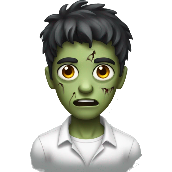 boy zombie with dark hair and white shirt emoji