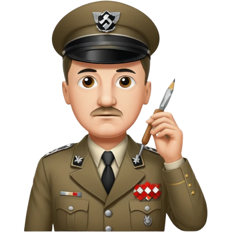 Adolf  hitler in uniform working as a decorator in a house nazi emoji
