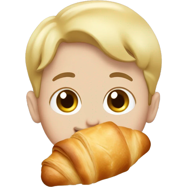 Someone eating a really yummy croissant emoji