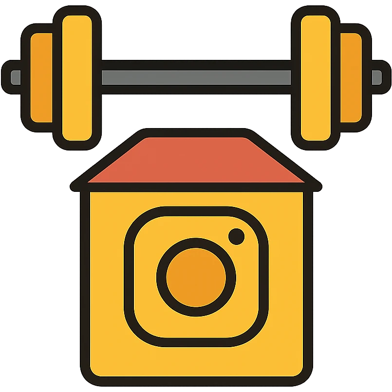 gold and black outlined icon representing Gym for Instagram emoji