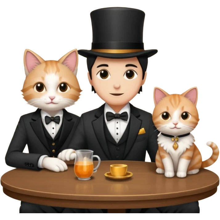 magician couple and their pet cat emoji