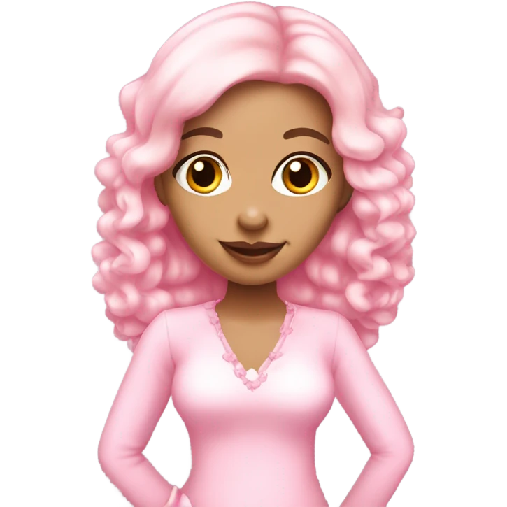 Cute pink coquette girl wearing a baby pink claw clip emoji