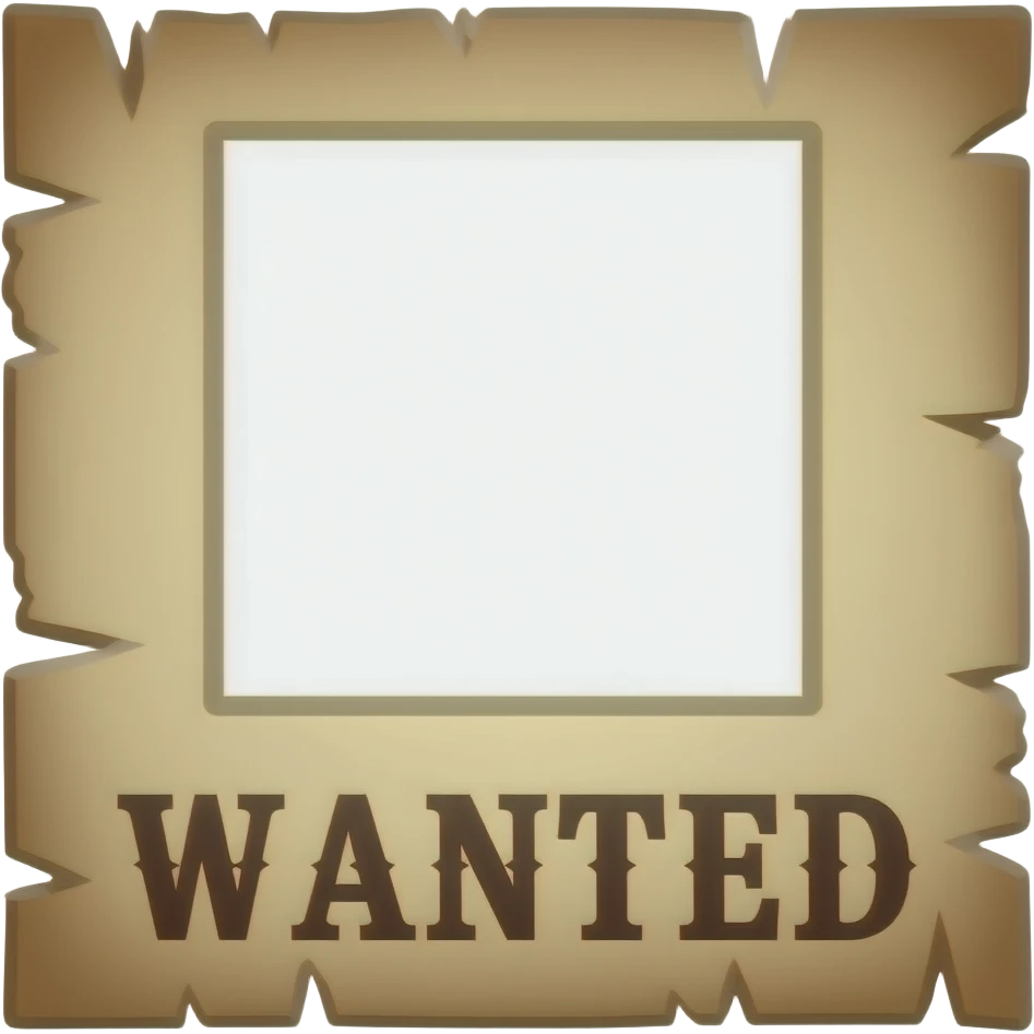 wanted poster in western style with an square for a picture and the text 'WANTED' at the bottom emoji