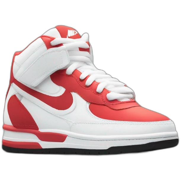 Chaussure Nike rouge et blanche avec le logo en noir emoji