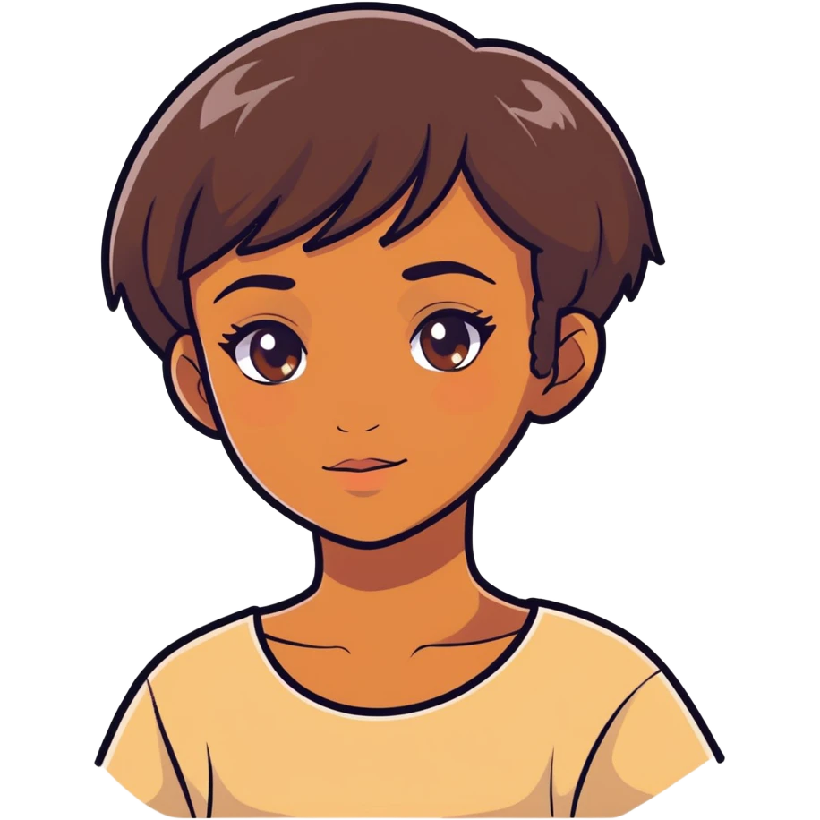 Brown girl with short hair and doe eyes emoji