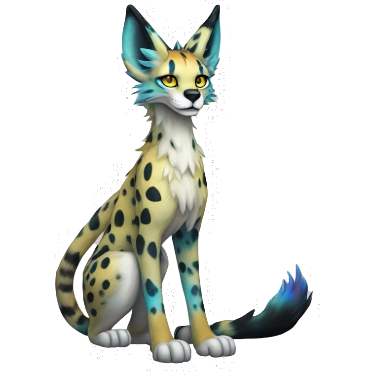 Epic Edgy Colorful ethereal eldritch Sergal-Serval-Fionbri full body  emoji