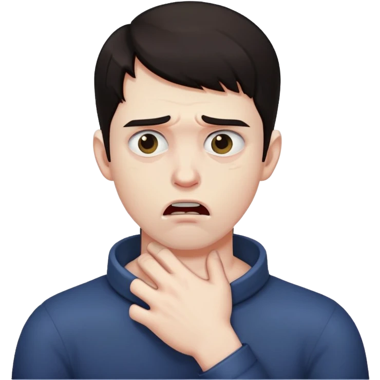 Man crossing arms chocking himself emoji
