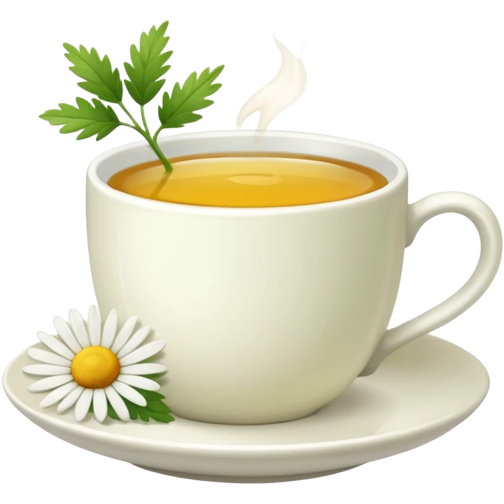 Te de manzanilla - taza blanca con una hoja a un lado del plato- No dentro emoji