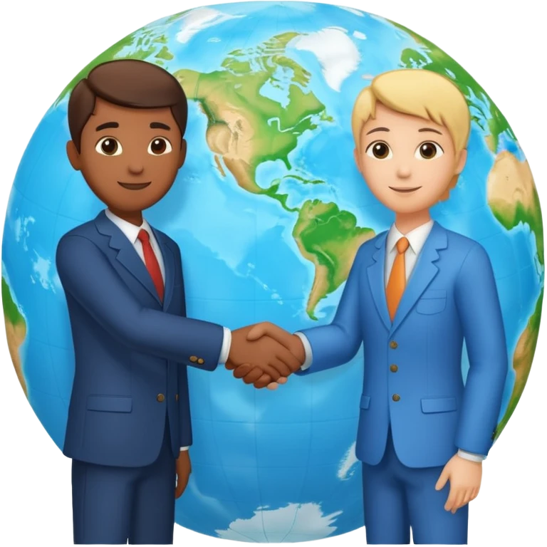 Shake hands and a globe showing negotiation of climate change with accurate image showing environment not just 2 person in a pic emoji