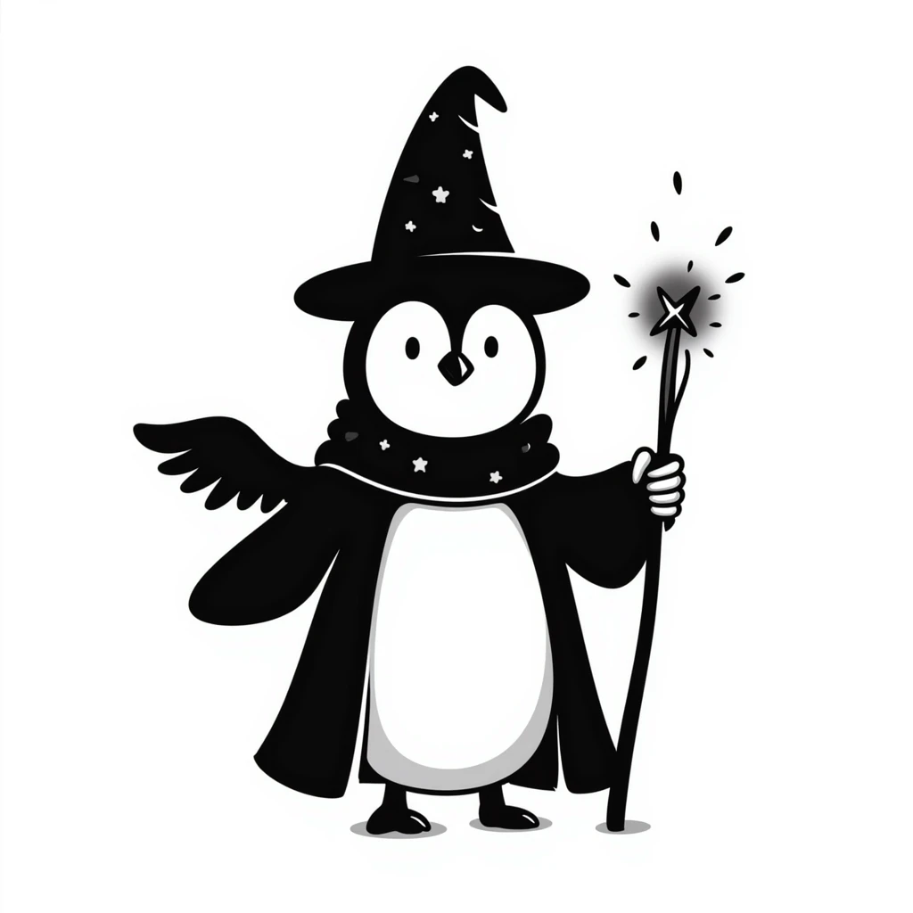 A penguin wizard emoji