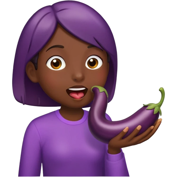 Licking an eggplant emoji