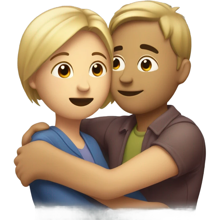two people hug and one of them says shh emoji