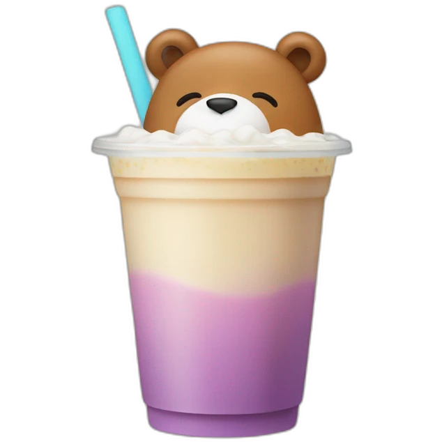sad bear drinking boba milktea emoji