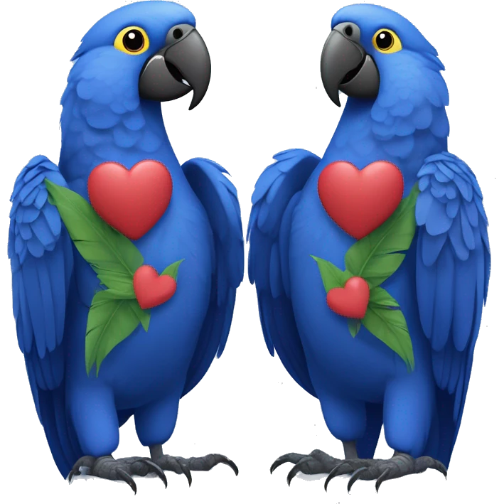 Hyacinth Macaw pair Full Body love with heart emoji