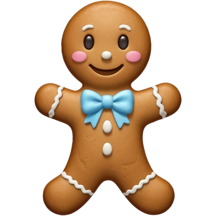 Gingerbread man with light blue bow emoji