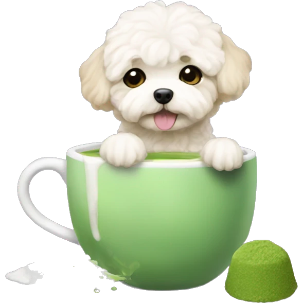 maltipoo drinking matcha emoji