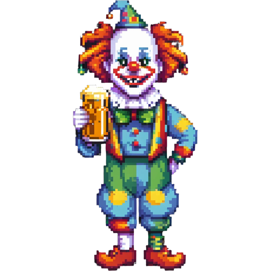 clown with a beer emoji
