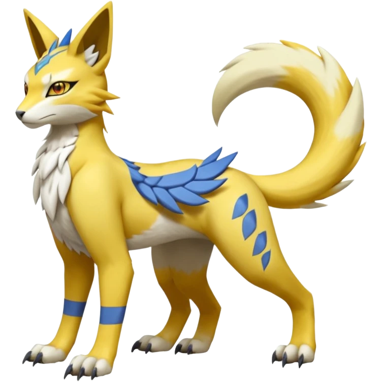 Latias-Vernid-Lombax-Koraidon-Renamon-Zeraora-Bastet-Fakémon-Digimon-hybrid-fusion-creature, full body emoji