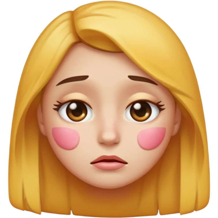 Cum on horny female emoji with with sad eyes and blushing cheeks emoji