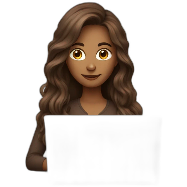 brown long hair lady in front of laptop emoji