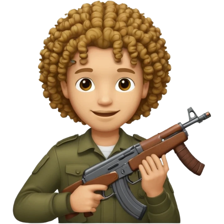 AK47 in hand, light skin male with curly hair  emoji
