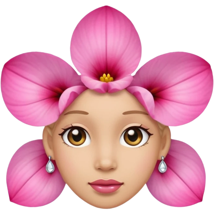 a pink flower who is wearing earrings emoji