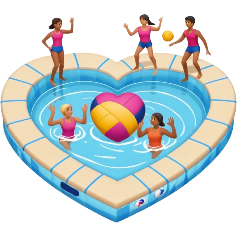 Natación  y voley en un corazón de color  emoji