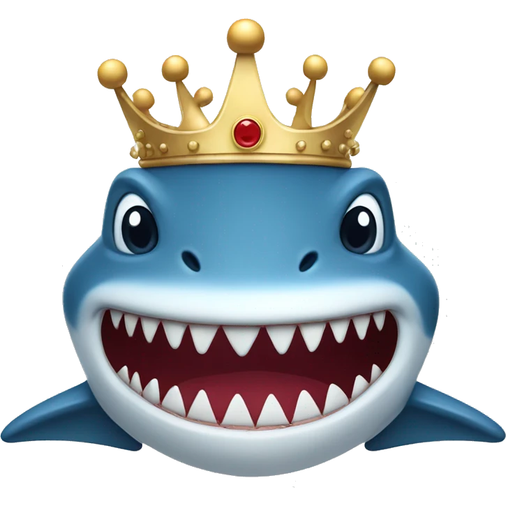 A blue colour Shark with a queen crown  emoji