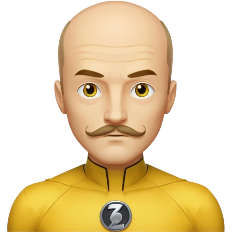 dc sinestro yellow outfit with mustache and balding head emoji
