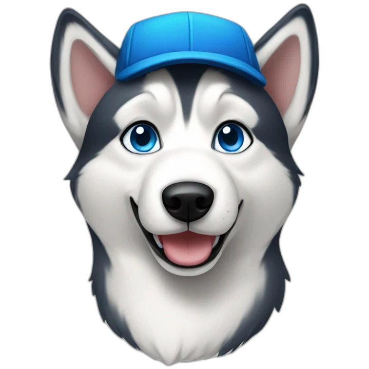 Blue eyed Husky wearing a hat emoji