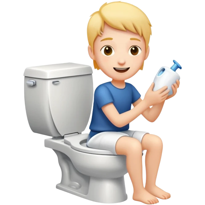 person flushing a toilet, simple and clear, cheerful expression emoji