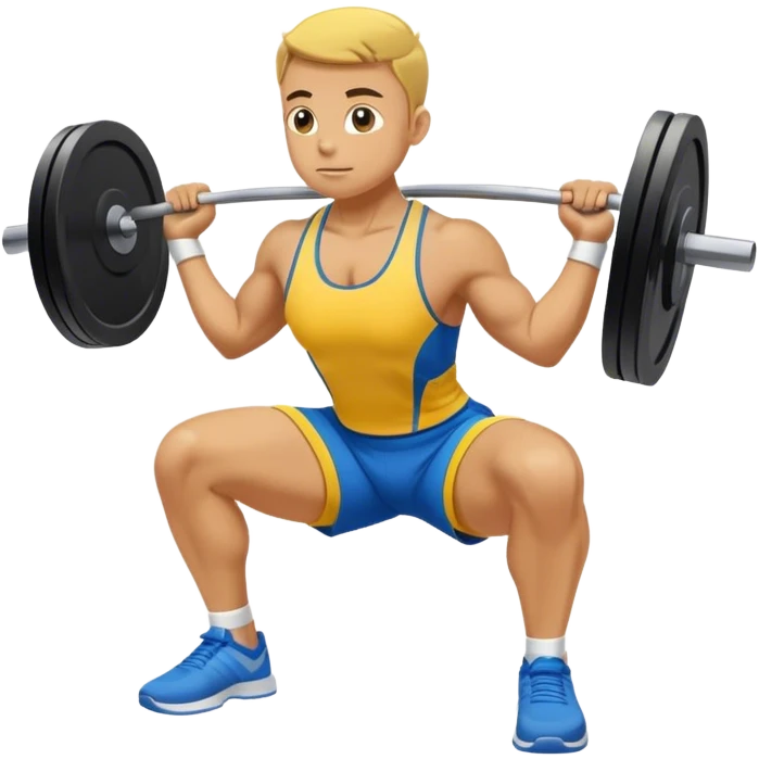 yellow and blue clothes athlete weighted squats emoji