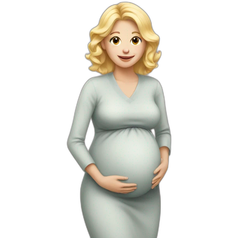 A Woman with blond Hair is pregnant and has birthday emoji