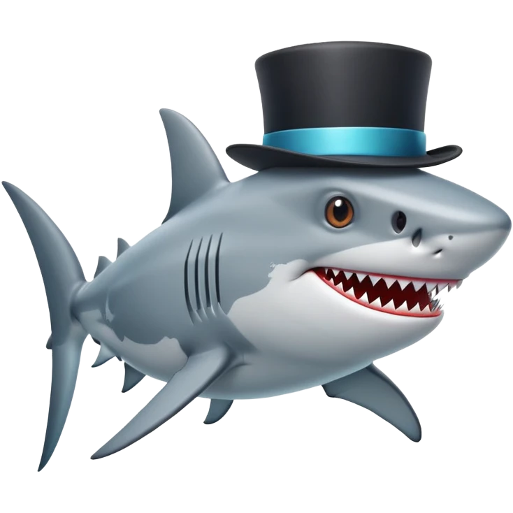 Shark with a top hat emoji
