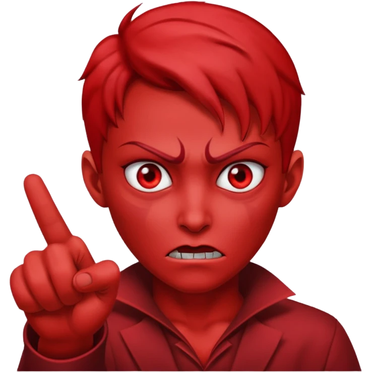 red evil pointing one fingure emoji