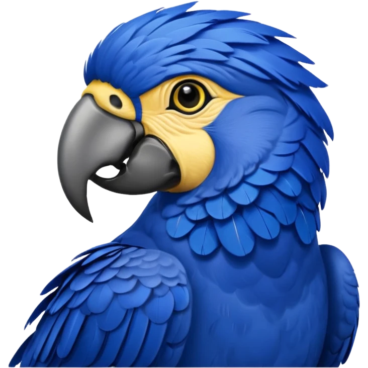 Hyacinth macaw with all blue feathers except for yellow around beak and eyes emoji