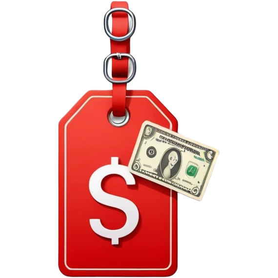 red price tag with dollar sign emoji