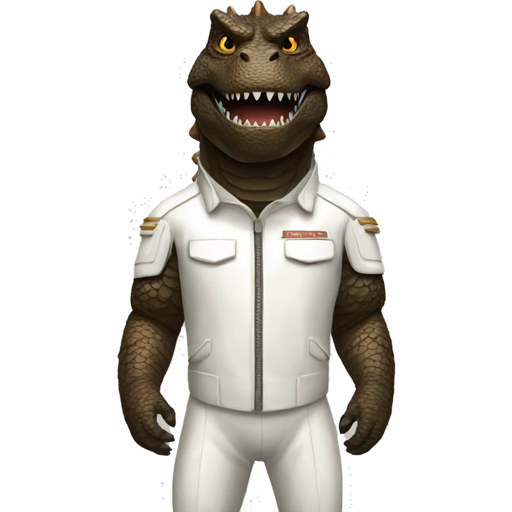 Brown Godzilla with white lieutenant suit costume emoji