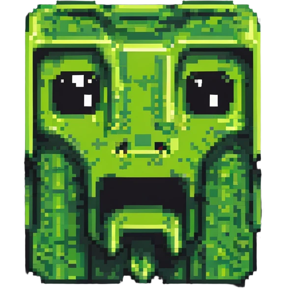 maximum blocky ultra-abstract pixel art Minecraft creeper face emoji with only 2-4 large square pixels emoji