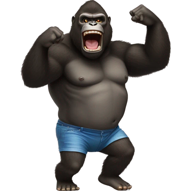 king kong dancing with shorts on and a bumbag emoji