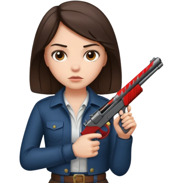 A pretty badass brunette girl who is about to kill herself witha gun emoji