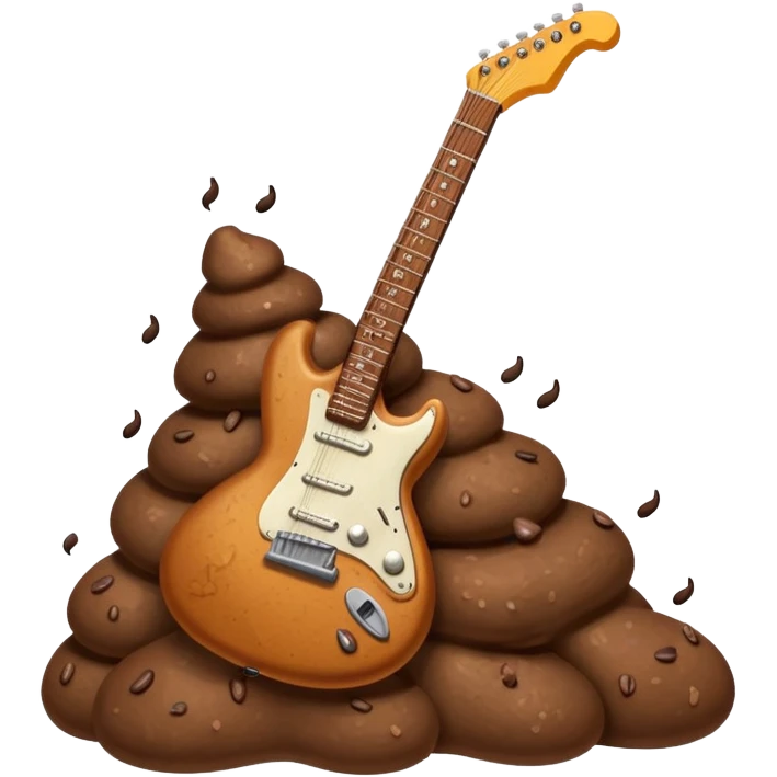 Poop with an electric guitar emoji