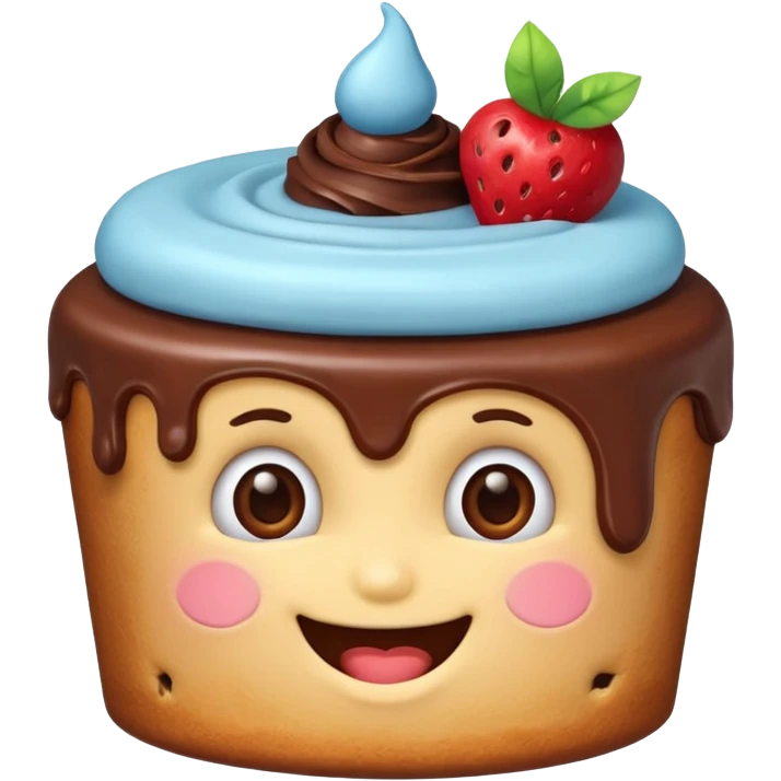 Cute cake with a face  emoji