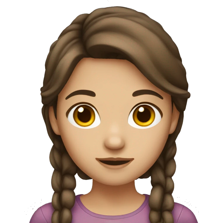 a girl with brown hair, brown eyes emoji