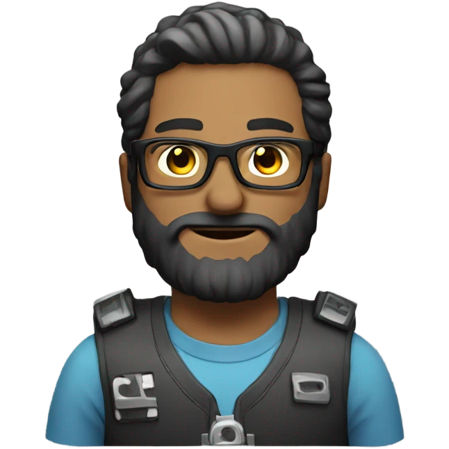 Man playing video game with beard and glasses emoji