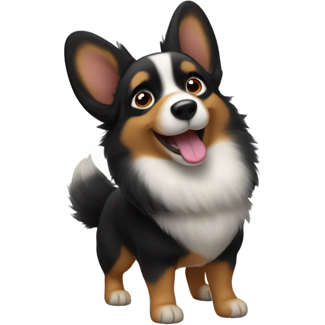 Black corgi spooting  emoji
