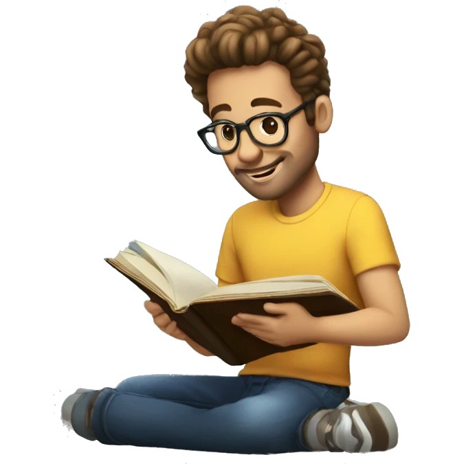 Persona leyendo un libro e imaginando lo que lee emoji