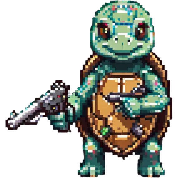 turtle with a gun emoji
