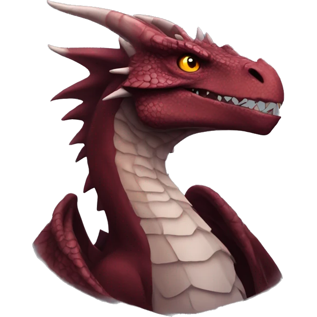 Cool edgy badass Maroon dragon-raptor with darker mane emoji