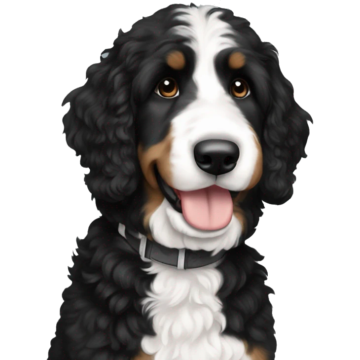 tall black and white f1 bernedoodle no brown emoji